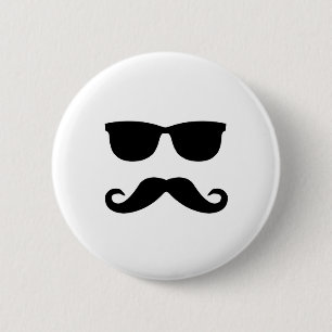 sunglasses and 'stache 2 inch round button