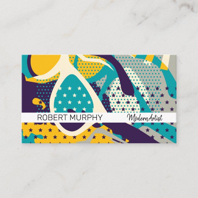 Sunglasses and Stars Pop Art Business Card (Front)