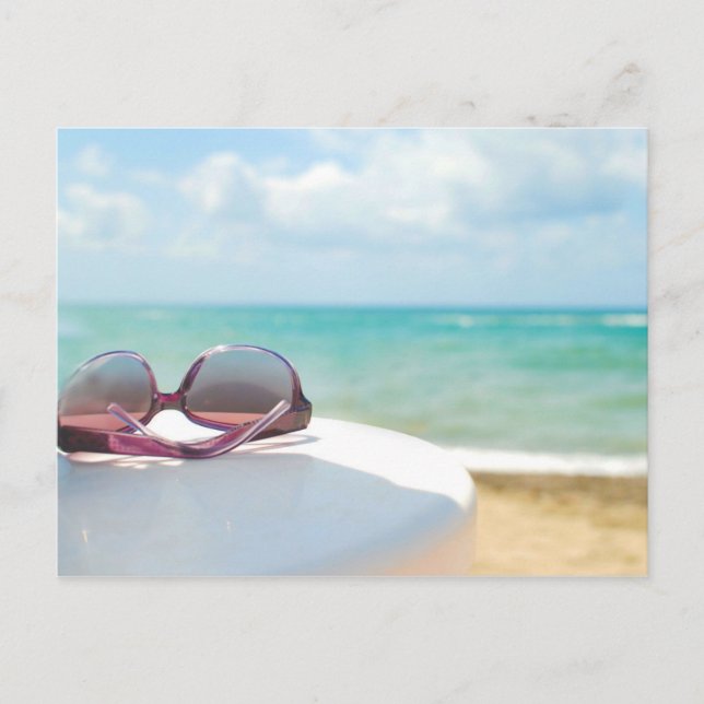 Sunglasses At Beach Postcard (Front)
