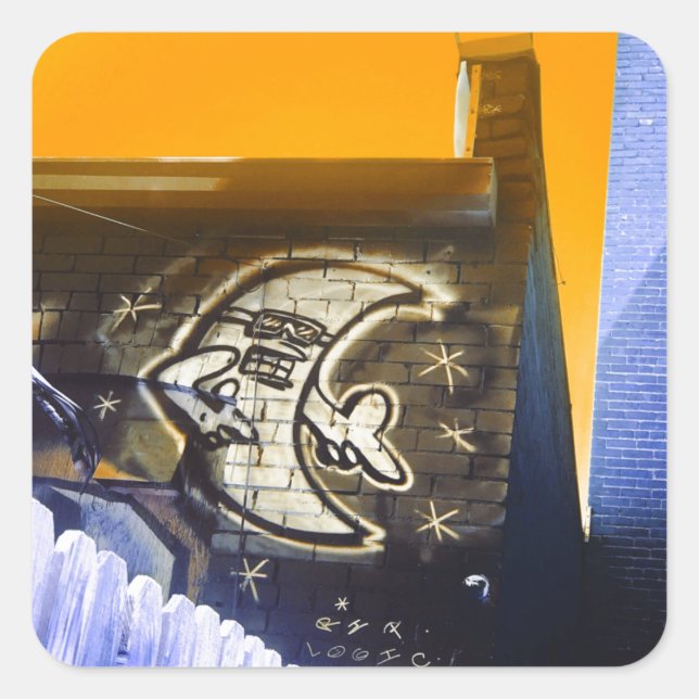 sunglasses at night moon square sticker (Front)