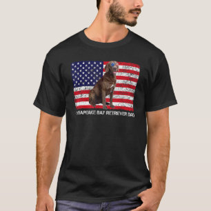 Sunglasses Chesapeake Bay Retriever Dad Flag Ameri T-Shirt