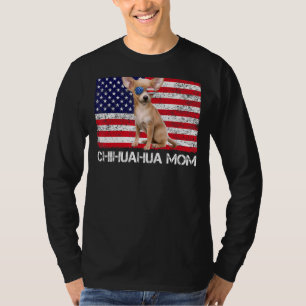 Sunglasses Chihuahua Mom Flag American Usa Dog T-Shirt