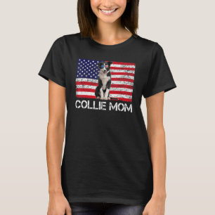 Sunglasses Collie Mom Flag American Usa Dog T-Shirt