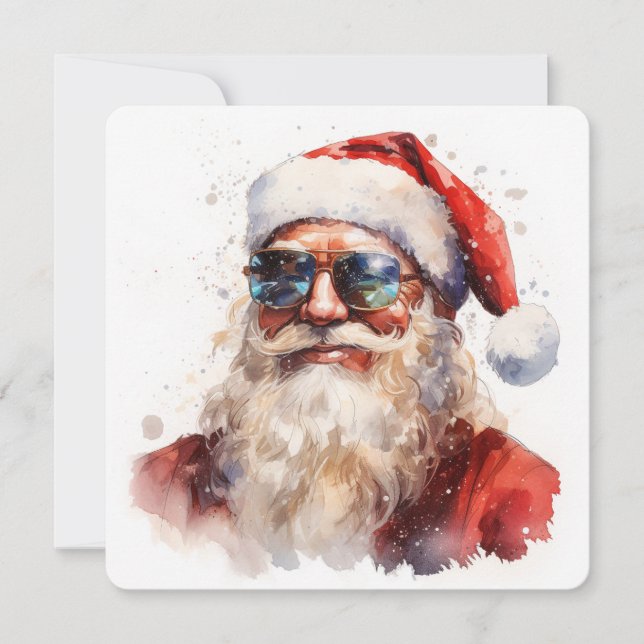 Sunglasses Cool Santa Claus Christmas Holiday Card (Front)