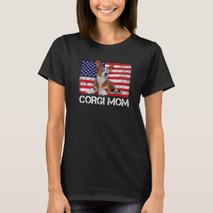 Sunglasses Corgi Mom Flag American Usa Dog T-Shirt