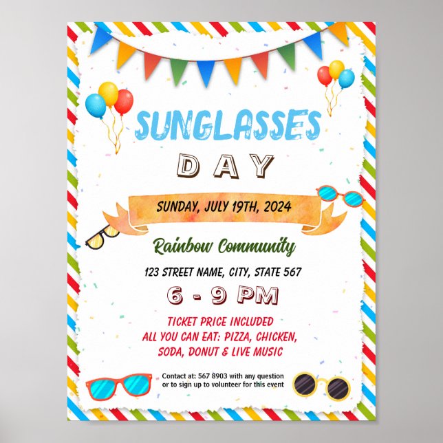 Sunglasses Day school event flyer poster (Front)