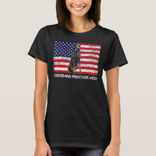 Sunglasses Doberman Pinscher Mom Flag American Usa T-Shirt