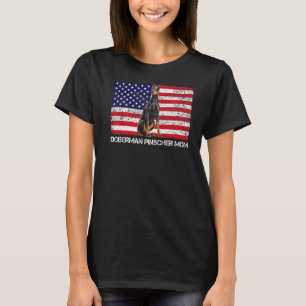 Sunglasses Doberman Pinscher Mom Flag American Usa T-Shirt