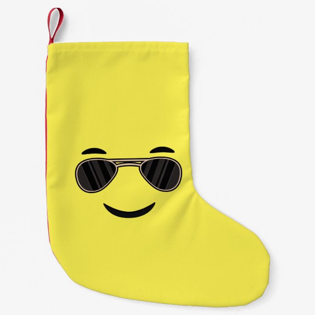 Sunglasses Emoji Small Christmas Stocking (Front)