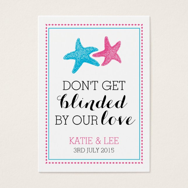 Sunglasses Favour Tag | Starfish Wedding Favour (Front)