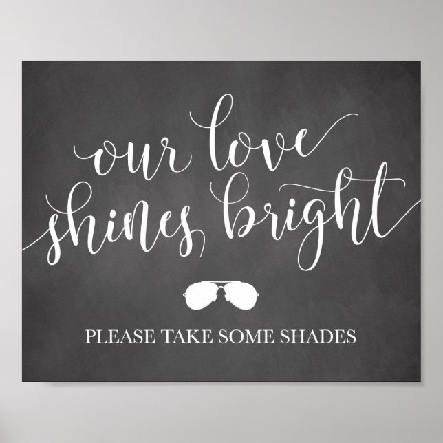 Sunglasses Favours Sign - Our Love Shines Bright (Front)