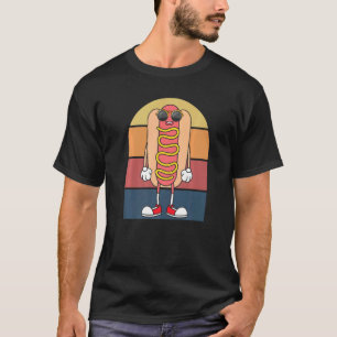 Sunglasses Hotdog Foodie Cool Fast Food Retro Hot T-Shirt