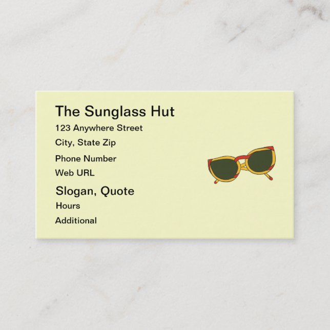 Sunglasses in yellow and red Business Cards (Front)