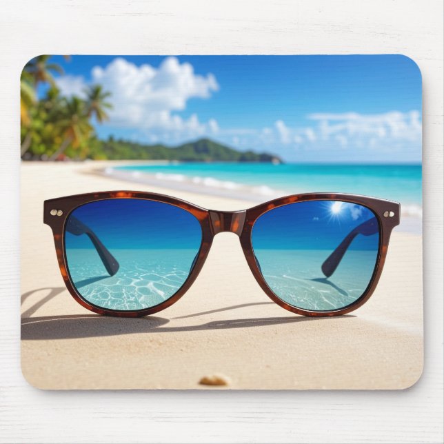Sunglasses on beach mouse pad (Front)