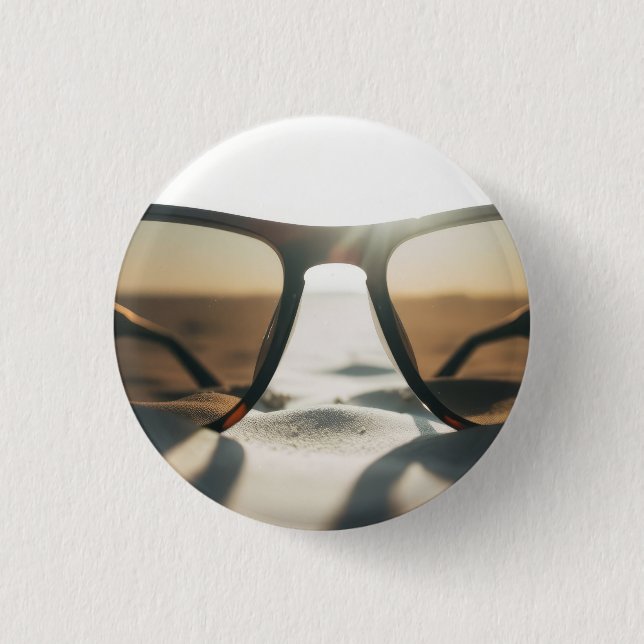 Sunglasses on Sand 1 Inch Round Button (Front)