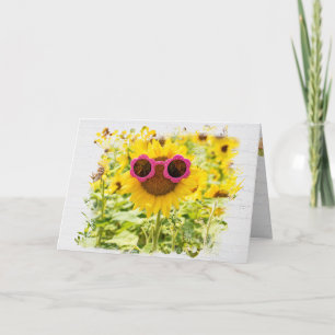 Sunglasses on Sunflower Birthday Card