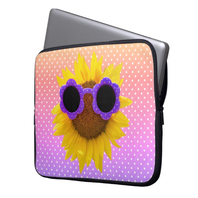 Sunglasses On Sunflower  Laptop Sleeve (Front Left)