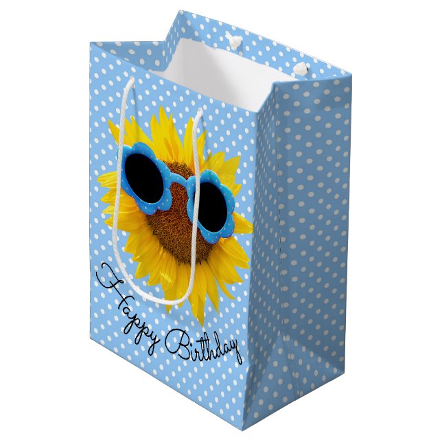 Sunglasses On Sunflower Medium Gift Bag (Front Angled)