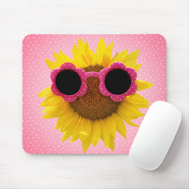 Sunglasses On Sunflower  Mouse Pad (With Mouse)