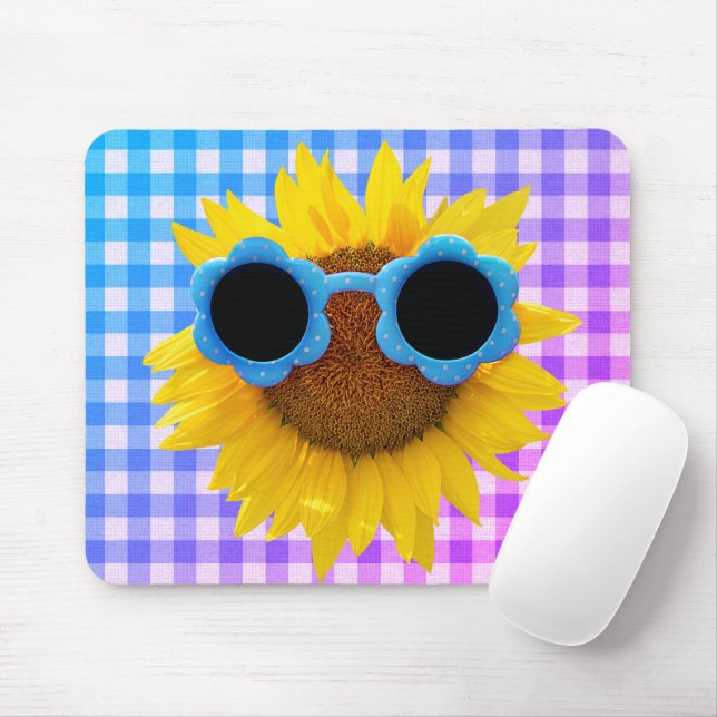 Sunglasses On Sunflower  Mouse Pad (With Mouse)