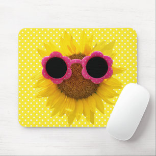 Sunglasses On Sunflower  Mouse Pad