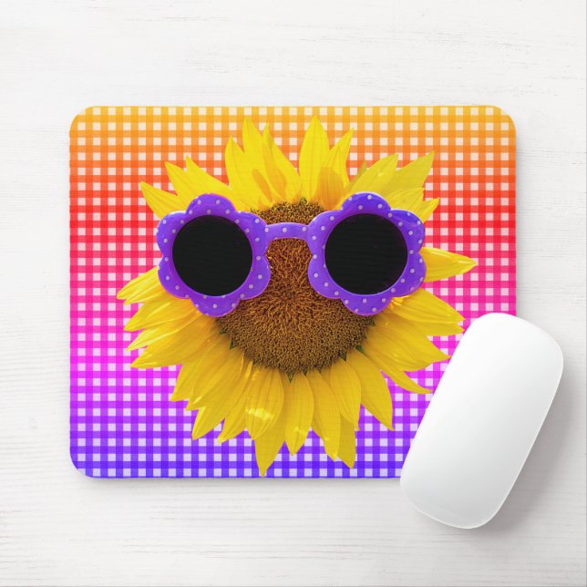 Sunglasses On Sunflower  Mouse Pad (With Mouse)