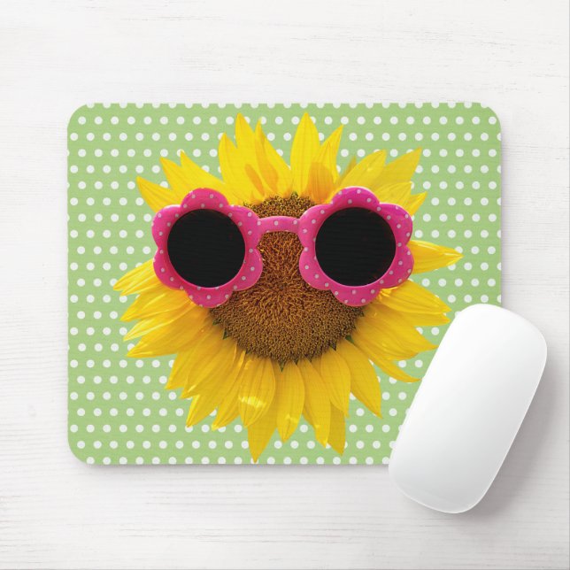 Sunglasses On Sunflower  Mouse Pad (With Mouse)