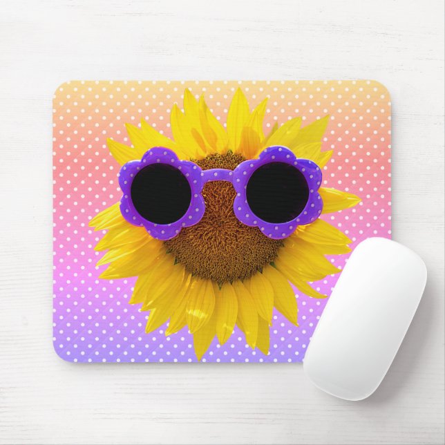 Sunglasses On Sunflower  Mouse Pad (With Mouse)