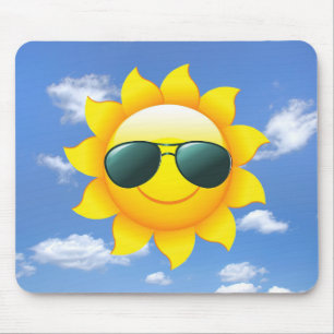 sunglasses on yellow sun mouse pad