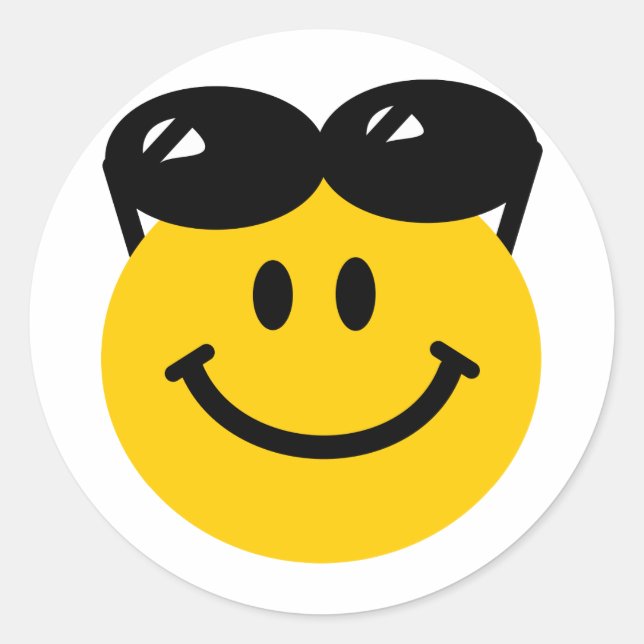 Sunglasses perched on top of head face classic round sticker (Front)