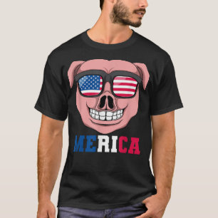 Sunglasses Pig Merica 4th Of July Boy Girls Americ T-Shirt