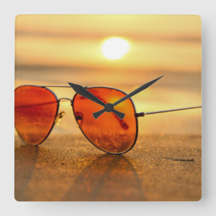 sunglasses sand square wall clock