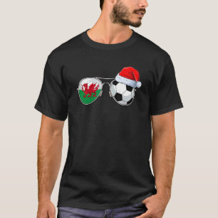 Sunglasses Santa Hat Wales Football Team World Soc T-Shirt