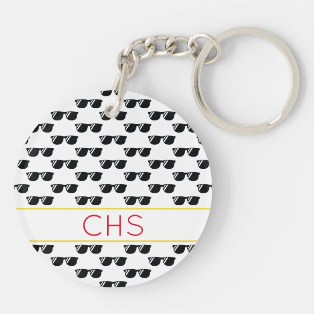 Sunglasses School INITIALS Team Colours Grad Cool  Keychain (Back)