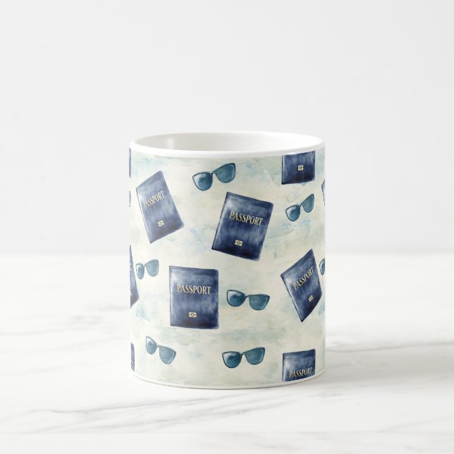 Sunglasses Travel Blue Passport Coffee Mug (Center)