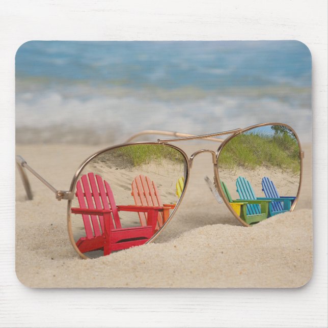 Sunglasses with Beach Chairs Mouse Pad (Front)