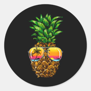 Sungles Pineapple Aloha Hawaii Luau Hawaiian Vacat Classic Round Sticker