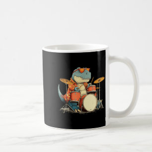 Sungles Rockstar Dinosaur With Cool Drums Costume  Coffee Mug