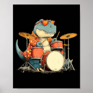 Sungles Rockstar Dinosaur With Cool Drums Costume Poster