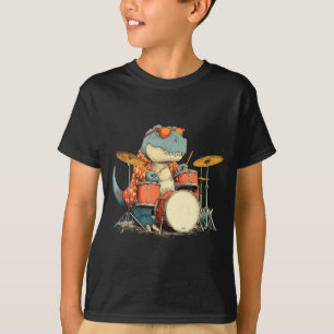 Sungles Rockstar Dinosaur With Cool Drums Costume  T-Shirt