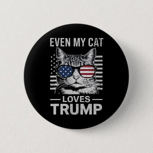 Sungles Usa Flag Even My Cat Loves Trump 2 Inch Round Button