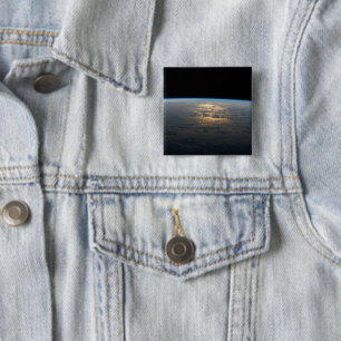 Sunglint Beams Off A Partly Cloudy South Pacific 2 Inch Square Button