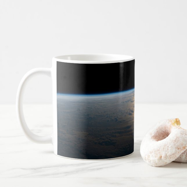 Sunglint Beams Off A Partly Cloudy South Pacific Coffee Mug (With Donut)