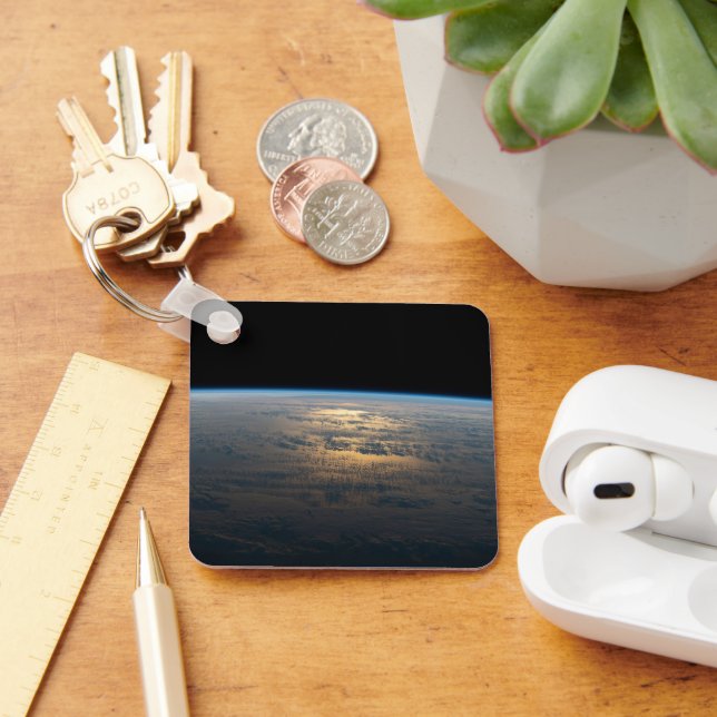 Sunglint Beams Off A Partly Cloudy South Pacific Keychain (Desk)