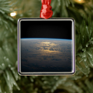 Sunglint Beams Off A Partly Cloudy South Pacific Metal Ornament