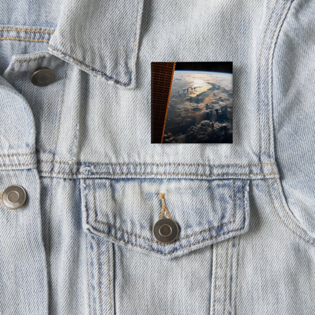 Sunglint Beams Off Celebes Sea In Southeast Asia 2 Inch Square Button (In Situ)