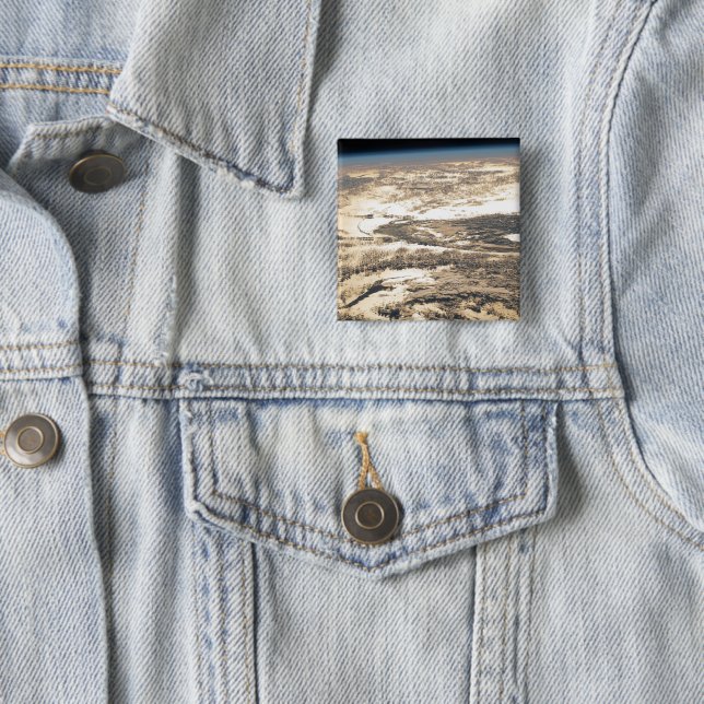 Sunglint Beams Off The Atlantic Ocean 2 Inch Square Button (In Situ)