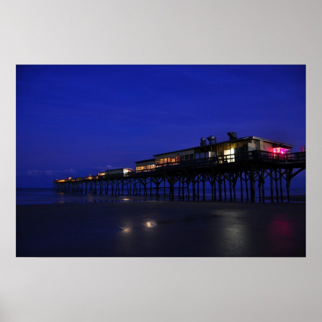 Sunglow Pier Night Stars Daytona Beach Poster (Devant)