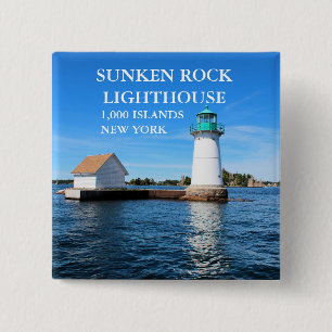 Sunken Rock Lighthouse, New York 2 Inch Square Button