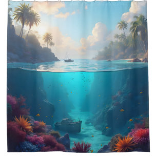 Sunken ship in a beautiful coral reef meditate